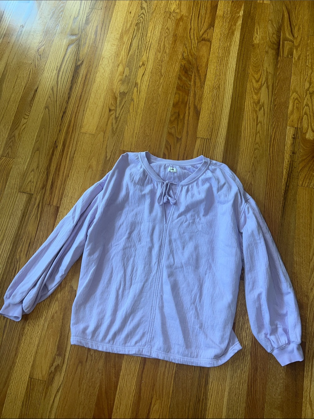 aerie Lavender Pullover Tie-Neck Balloon Sleeve Top